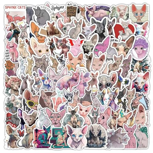 TICKLELY 100 Stück Lustiges Katzen Aufkleber Set, Wasserfeste Katzen Meme Sticker, Katzen Aufkleber, Kreatives DIY für Laptop Mobiltelefone Skateboard Gepäck etc