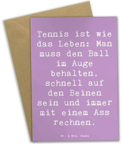 Mr. & Mrs. Panda Grußkarte Spruch Tennis Lebensweisheit - Geschenk, Schwimmen, Klappkarte, Bewegung, Tennisstrategie, Ball, Hochzeitskarte, Ass,