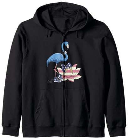 Amerika Lotus Flagge Perlen und Chucks Blue Flamingo 47 Kapuzenjacke