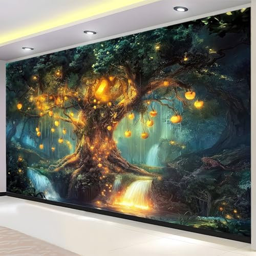 Generisch 400x280cm Fototapete, Fantasy Kunst Zauberbäume Vlies Tapeten, Tapete für Wohnzimmer & Schlafzimmer, Fantasy Kunst Gedrucktes Dekoration Fototapete