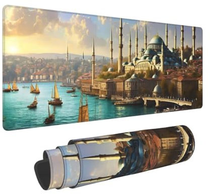 Mouse Mat Gaming Extended Large Desk Pad XXL (1000x500x3 mm) Washable Mouse Pad Laptop Desk Mat, Constantinople Mouse Pad, with Anti-Slip Rubber Base, Extended Mouse Pad for Home& Office N-740