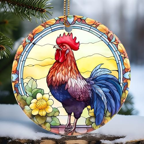 Hahn Christbaumschmuck Anhänger Weihnachtsdeko Keramik Hängende Ornamente Mit Schnur Weihnachtsschmuck