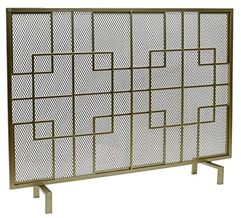 Fireplace Screen Guard, Kaminschutzgitter aus Schmiedeeisen mit Metallgeflecht, große Deko-Kaminverkleidung für Babysafe, Funkenschutz und Holzofen-Zubehör