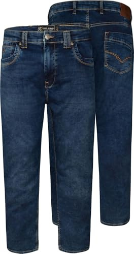 KAM Knitted Jeans Stretch Fabric Zip Fly Belt Loops Pants Mens 40-60W Jacob (UK, Waist, 48, Regular, Short, Light Wash)