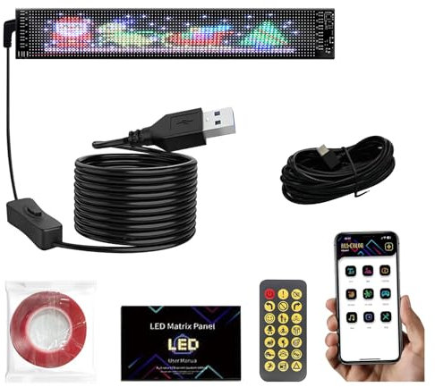 SWTHM Panneau matriciel LED pour voiture, étanche IP65, panneau LED programmable, écran LED flexible et programmable pour pare-brise et yeux animés à monter soi-même, panneau LED dynamique pour