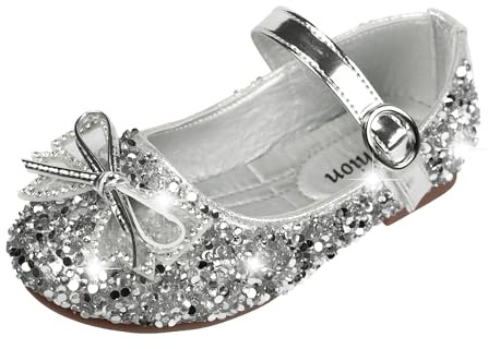 QUNUNOIRE-Scarpe Principessa Bambina Bimba Glitterate Scarpe Ragazza Cosplay con Paillettes Eleganti per Cerimonia Festa Rosa 29