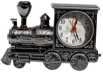 Amosfun Kreativer Wecker Lokomotive Modell Abs-Material Leise Uhr Für Schlafzimmer Und Studenten Lustige Eisenbahn Tischdeko Batteriebetrieben Modernes Design