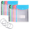 12 Pack A4 Punched Pockets Plastic Wallets 13 Holes Folders Wallets Plastic Document Files Popper Wallet with Pocket Slide Binders A4 Binder Folders with Label Pocket Plastics Folder with 4 Ring