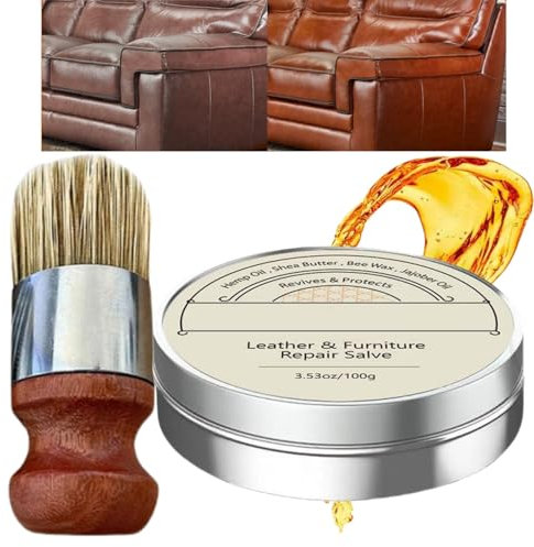 Leather Salve & Brush Set,Protective Leather Salve,Leather Salve for Furniture,Safety Leather Restorer Conditioner,Deep Leather Cleaner Set for Furniture,Furniture Salve for Leather,Furniture Repair