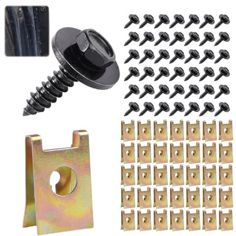 100 Piezas Surtido De Tornillos Y Grapas, Grapas Coche, Clip En U Y Surtido De Tornillos, Tornillos Y Pernos De Coche,Durabilidad, Clips Metalicos Coche para Coche Rueda Arco Cubierta Undertray