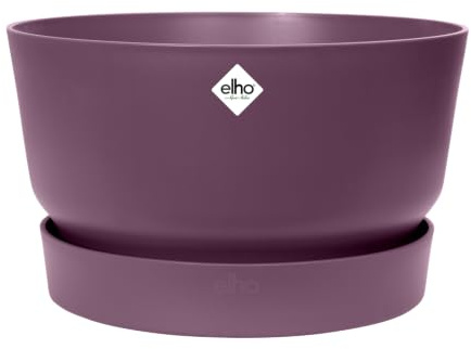 elho Greenville Schale 33cm Blumentopf - Vintage Pflaume | ∅ 32.5 x H 19.4 cm | Integrierter Untersetzer | für den Außenbereich | 100% recyceltes Plastik