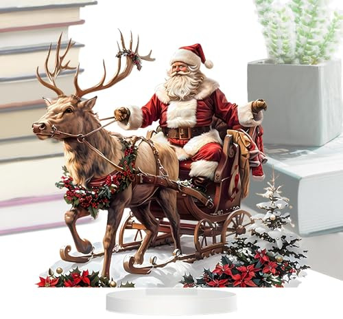 Generico Weihnachtsfigur Rentiere und Schlitten des Weihnachtsmanns mit Hirschschlitten | Tischdekoration für den Urlaub mit Rentieren | Weihnachtsdeko mit Königen