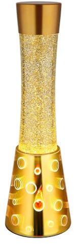 Für Vollansicht hier klicken GLOBO Tischleuchte Glitterleuchte Lavalampe LED Glitzerlicht Glas goldfarben 3D Effekt H 40 cm
