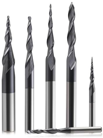 10 Stücke Kugelkopf 3,175 mm konische Schaftfräser Fräser CNC Kegel Holz Metall Fräser Wolfram Schaftfräser(8.0xR1.0x60x100L)