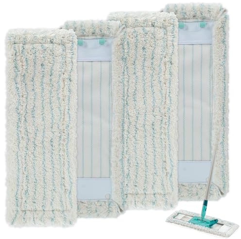 4 Stück Wischbezug für Leifheit Profi XL Micro Duo/Cotton Plus Bodenwischer | 60% Superfeine Baumwollfaser für Starke Dekontaminations Fähigkeit, Insbesondere für Stein und Fliesen