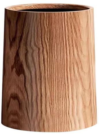 HOMSFOU Poubelle Ronde Imitation Bois 12l, Grosse Capacité, Matériau Robuste Facile D’entretien, Poubelle Multifonction Cuisine, Salon, Salle de Bain, Corbeille à Déchets Domestique