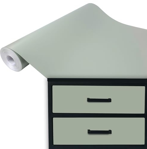 DecoMeister Pellicola Adesiva Tinta Unita per Mobili 67,5x1500 cm - Carta Adesiva in PVC Lavabile per Rinnovare Porte, Tavoli e Scaffali - Pellicola Decorativa Pratica e Resistente - Verde Pallido
