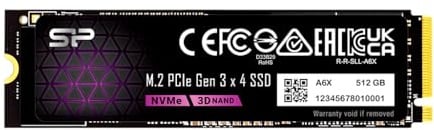Silicon Power 512GB NVMe M.2 PCIe Gen3x4 2280 SSD (SP512GBP34A60M28AY)