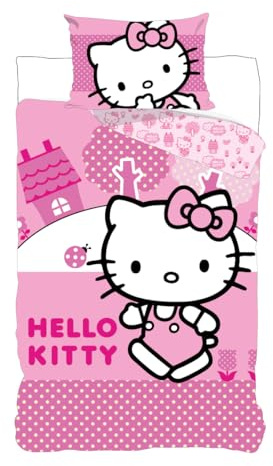 BrandMac Hello Kitty Rosa Bettwäsche Set 2 TLG 135 x 200 cm 100% Baumwolle