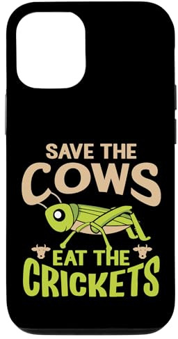 Custodia per iPhone 12/12 Pro Divertente citazione vegana - Mangia i grilli - Salva le mucche