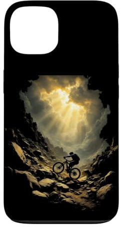 Hülle für iPhone 13 Dramatisches Mountainbiker-Silhouetten-