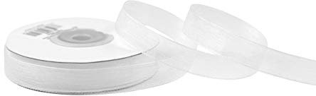 Organzaband 12mm x 25m Rolle - FARBAUSWAHL in 3/6/12/25/38mm - transparent, farbecht & waschbar - Schleifenband für Hochzeit - Geschenkband zum Verpacken Dekorieren Basteln - Weiß 029
