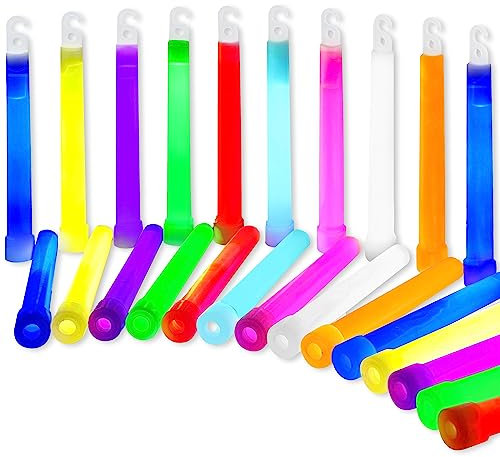 Die Glowhouse 6-Zoll-Premium-Leuchtstäbe leuchten im Dunkeln mit Umhängeband Packung mit 50 Stück