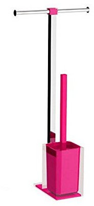 Colonna piantana portarotolo e scopino wc rainbow gedy - cromo / fucsia