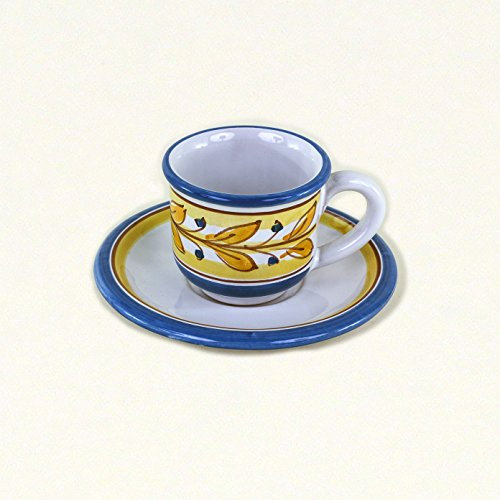 CEAR ceramiche - Tazzina con Piattino in Ceramica siciliana di Caltagirone decorata a mano