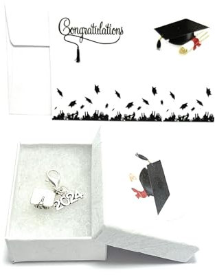 Libby's Market Place Graduation Hat Mortar Board 2024 Clip on Charm with Gift Card (Gift Box)