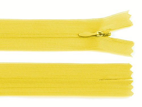 Schnoschi 1 Stück 40 cm Langer Spiralreißverschluss, nahtverdeckt, Nicht teilbar, gelb, 3mm Laufschiene, Reißverschluss