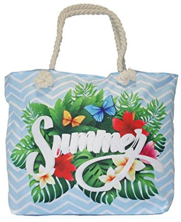 Unbekannt Strandtasche Badetasche Hello Summer - Tropic (Nr. 77 - Summer - Hellblau)