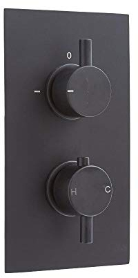 MILANO 1 Outlet Twin Thermostatic Concealed Mixer Shower Valve Black