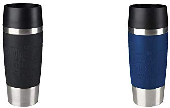 Emsa Standard-Design Travel Mugs, schwarz/blau, 2 x 360ml