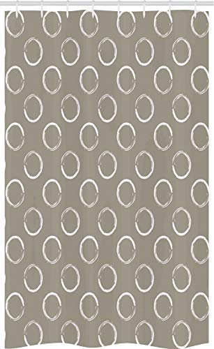 ABAKUHAUS Taupe Rideau de Douche Stalle, Bague Formes Grungy Art, Ensemble de Salle de Bain en Tissu en Crochets, 120 x 180 cm, Blanc Taupe