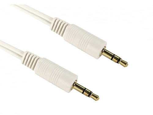 Ex-Pro 3.5mm Aux Audio Lead Cable Male to Male Stereo Headphone Mini Jack, with Gold Plated Connectors - White, 2m