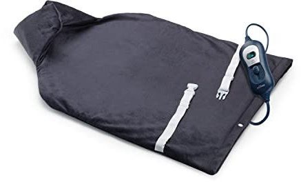 Solac CT8956 – Coussin Chauffant und Rückseite, Système d'arrêt automatique, 3 Niveaux Température, 65 x 42 cm, dunkelgrau