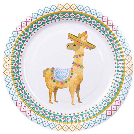 Boland 54435 - Partyteller Lama, 6 Stück, Größe 23 cm, Pappteller, Teller, Einweggeschirr, Party, Sommer, Geburtstag