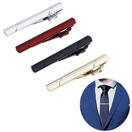 Tweal Krawattenklammern für Herren, 4 klassische Krawattenklammern für Herren für Hochzeit, Business, Alltag, Kupfer