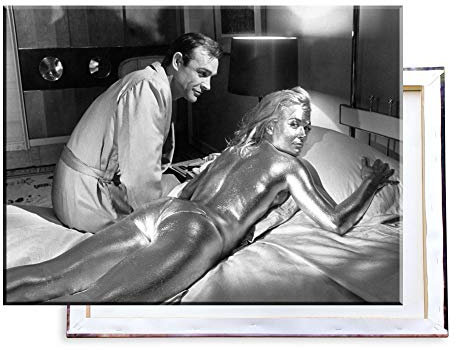 Unified Distribution James Bond Goldfinger - 80x60 cm Kunstdruck auf Leinwand • erstklassige Druckqualität • Dekoration • Wandbild