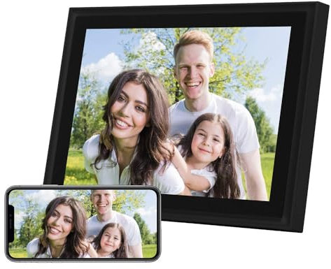 AEEZO WiFi Digitaler Bilderrahmen 10 Zoll Touchscreen FHD 2K Display Smart Fotorahmen mit 16 GB Speicher, einfache Einrichtung zum Teilen von Fotos und Videos, Automatische Drehung (schwarz)
