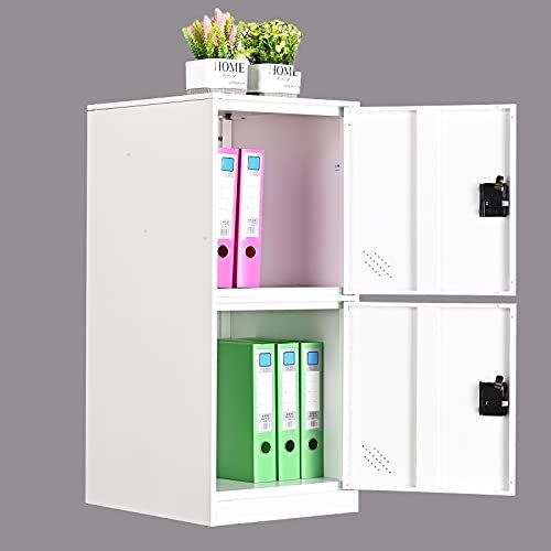 MECOLOR Vertical Single Tier Small Locker with Padlock latche 2 or 3 Compartment Storage for Employee,Home,Office,School,Kids (Full White, P2V) (Full White, P2V)