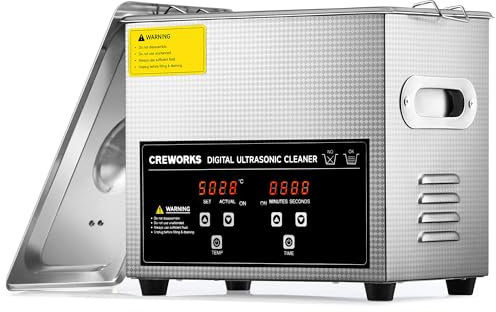 CREWORKS Ultrasonic Cleaner 3L Large Capacity Stainless Steel Commercial Ultrasonic Cleaner 100W with Heater & Digital Timer for Jewelry Watch Glasses Dentures Small Parts Circuit Board