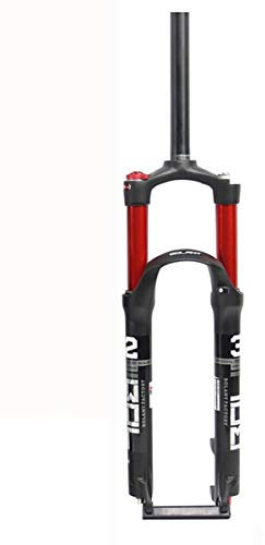 QHY Bicycle forks 26/27.5/29er MTB Bicycle Suspension Air Fork Magnesium Alloy Double Air Chamber Manual Lock Straight 1-1/8 Disc Brake Bike Travel 100mm QR (Color : Red, Size : 27.5)