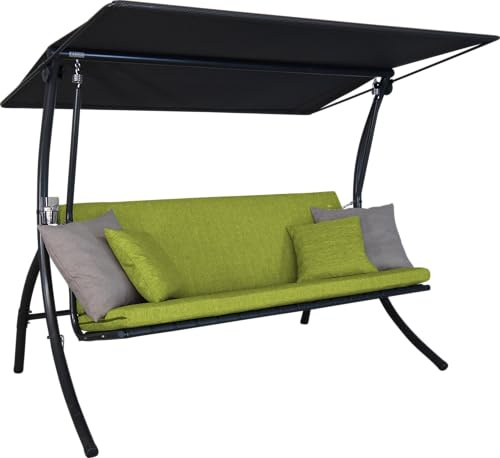 ANGERER Hollywoodschaukel Motion Smart hellgrün | Gartenschaukel Made in Germany, Schaukel zum Sitzen, Liegen und Entspannen, inklusive Bett-Funktion, einfache Montage