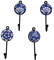 Gall&Zick Wandhaken Haken bunt Set rund Keramik Handtuchhaken handbemalt (Blau/weiß Set/4)