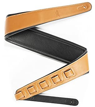 Fame Heavyweight Champ, 8 cm Breiter Gitarrengurt, Echtes Leder, Verstellbare Länge 116-135 cm, Tan