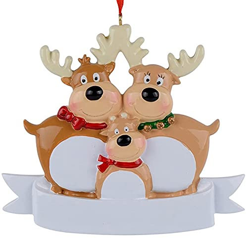 Wilitto Personalisierte 2021 Familie Weihnachtsanhänger, Elch Hirsch Weihnachtsdekoration, 2021 Weihnachtsfeiertagsdekoration, Weihnachtsbaumanhänger