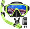 JEMULICE Máscara de Submarinismo (bucear) para Adultos, máscara de Buceo antiniebla y antifugas con Campo de visión panorámico de 180°, máscara de Buceo para Adultos con Snorkel Impermeable, Snorkel