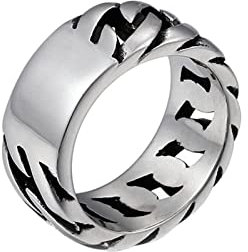 Daesar Titan Ringe Herren, Ring Gothic Panzerkette 10MM Breite Bandring Männer Ring Silber Personalisiert Große 65 (20.7)